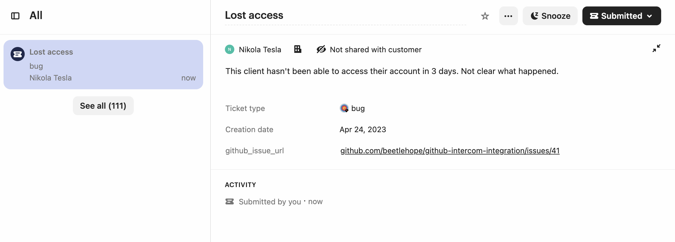 Link to GitHub issue
